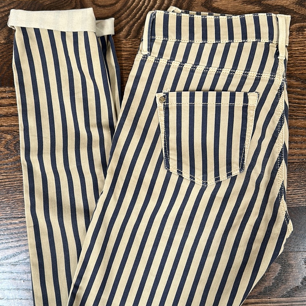 Topshop Moto 'Leigh' Skinny Denim Navy Pinstripe- Women’s Size 26